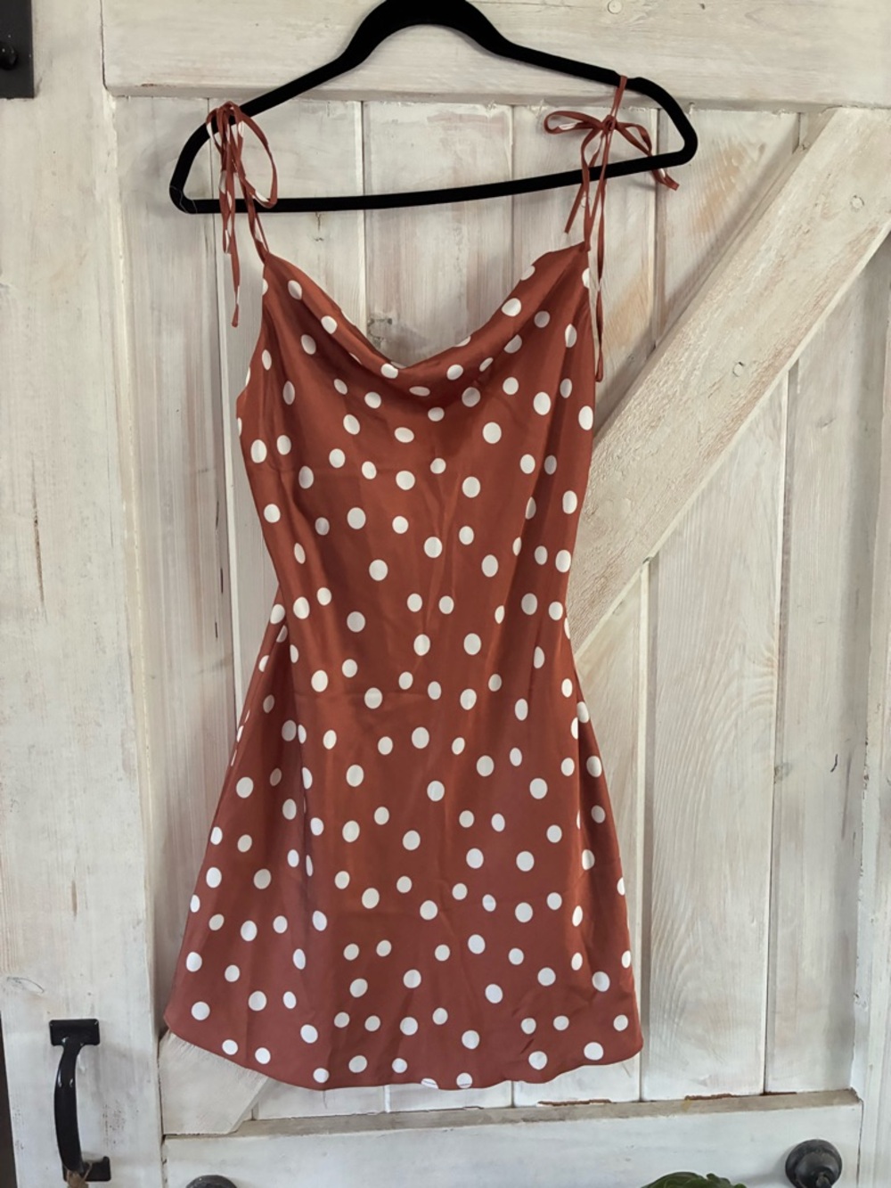 Abercrombie & Fitch Rust Polka Dot Tie-Strap Mini Dress